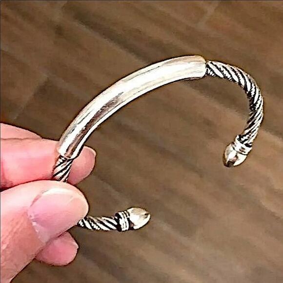 Sterling Silver Twisted Bangle Bracelet Cuff Unisex Mens Women’s Trendy - Picture 9 of 14